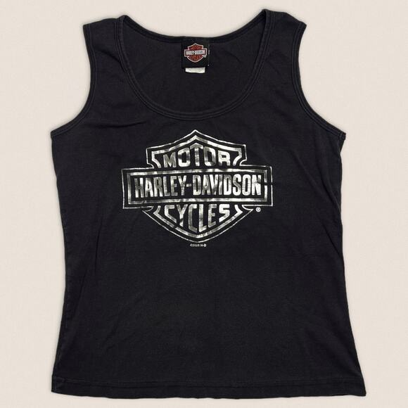 Harley-Davidson Tops - Y2K Harley Davidson Biker Metallic Tank Top Size Large